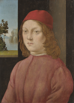 A Boy in a Scarlet Cap by Lorenzo di Credi