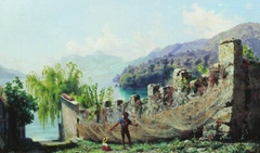 A Fisherman Hanging Fishing Nets by Fyodor Bronnikov
