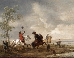 A Hawking Party with Three Horsemen by Philips Wouwerman