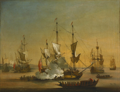 A Shipping Scene in the Lower Thames, about 1720 by Johann Baptiste Bouttats