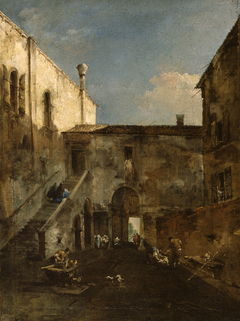 A Venetian Courtyard by Francesco Guardi