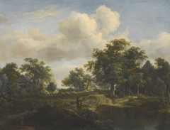 A Woodland Glade with Cottages by Meindert Hobbema