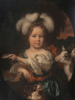 A Young Girl in a Feather Headdress with a Kid by Nicolaes Maes