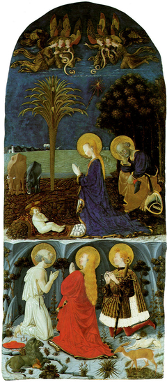 Adoration of the Child with Saint Girolamo, Maddalena and Eustachio by Paolo Uccello