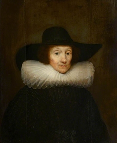 An Old Woman in a Cartwheel Ruff and a Black Hat by Cornelis Janssens van Ceulen