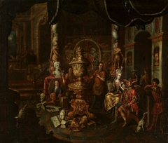 Artist's atelier with Hungarian patrons by Johann Georg Platzer