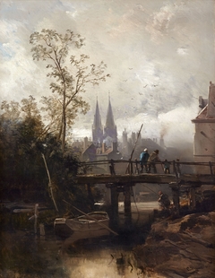 Blick auf eine Stadt by Charles Hoguet