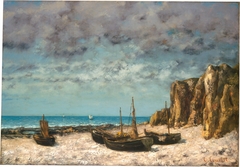 Boats on a Beach, Etretat by Gustave Courbet