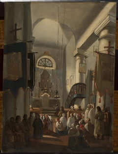 Church interior with staffage by Ignacy Gierdziejewski