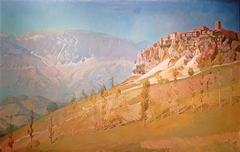 Civita d'Antino framed by the mountains by Knud Sinding