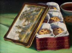 "Constable Cookie Tin" by Lydia Martin© oil on Belgian linen (20"x24") by Lydia Martin