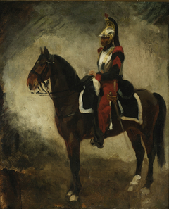 Cuirassier on a bay horse by Piotr Michałowski