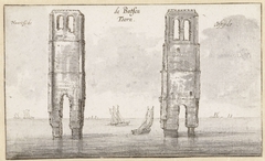 De bouwvallen van de toren van Bath in Zeeland by Claes Jansz. Visscher II