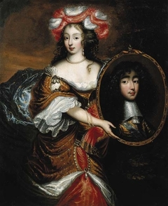 Double portrait of Henriette Stuart (1644-1670), holding a portrait of her husband Philippe d' Orleans (1640-1701) by Anonymous