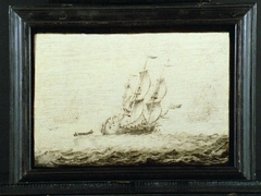 Driemast-galjoot in volle zee by Adriaen van Salm