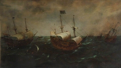 Dutch ships running before the wind by Cornelisz Claessen