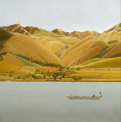 Edge of Abruzzi: Boat with Three People on a Lake by Winifred Knights