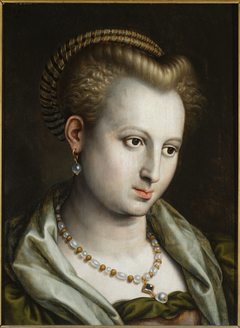 Female head turned to the right with a pearl necklace by Bernaert de Rijckere