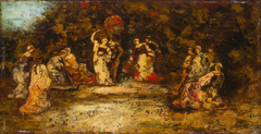 Figures in a Park by Adolphe Joseph Thomas Monticelli