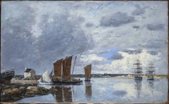 Fishing Boats at Kerhor by Eugène Louis Boudin