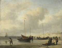 Fishing boats on the beach by Willem van de Velde the Younger