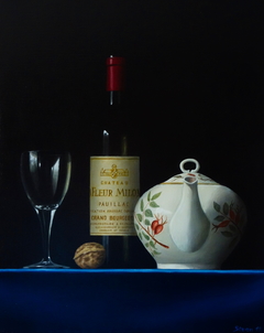 Fleur Milon wine bottle 40x50cm by Erling Steen