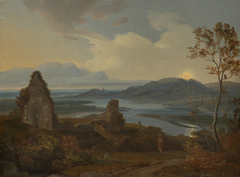 Flußlandschaft mit Kirchenruine by Carl Rottmann