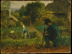 Garden Scene by Jean-François Millet