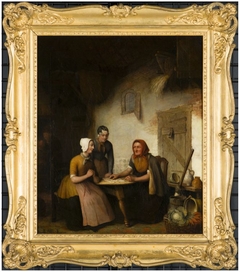 Gezicht in boerenkeuken met kaartlegster by Douwe Hansma