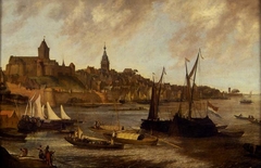 Gezicht op Nijmegen vanuit het oosten by Lieve Verschuier