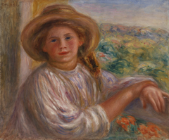 Girl on a Balcony, Cagnes (Jeune femme au balcon, Cagnes) by Auguste Renoir