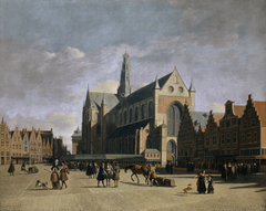 Grote Markt at Haarlem by Gerrit Adriaenszoon Berckheyde