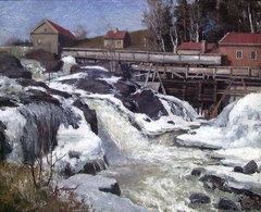 Haugsfossen, Waterfall at Modum by Frederik Collett