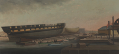 Heaving up His Majesty's Frigate 'Diana' at Blackburn's Yard, near Plymouth by John Rogers