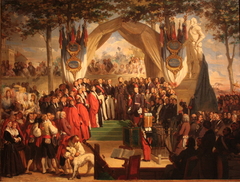 Inauguration de la statue de Henri IV sur la place Royale de Pau par S.A.R. Mgr le duc de Montpensier (27 août 1843) by Eugène Devéria