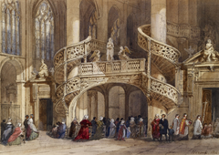 Intérieur de l'église Saint Étienne du Mont by Émile-Antoine-François Herson