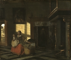 Interior with a Mother close to a Cradle by Pieter de Hooch