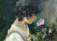 Italian Girl with Flowers by Joaquin Sorolla y Bastida