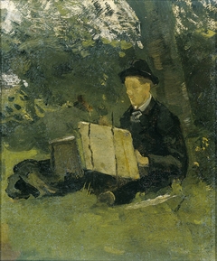 Jan Verkade (1868-1946) Painting under a Tree at Hattem by Richard Roland Holst