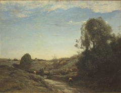 La Charrette, souvenir de Marcoussis by Jean-Baptiste-Camille Corot