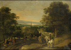 Landscape with a Cavalry Group by Izaak van Oosten