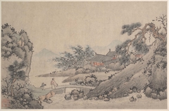 Landscape with Man Crossing Bridge by Shen Zhou