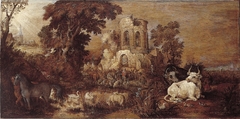 Landscape with Ruin and Cattle near a Pond by Roelant Savery