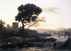 Landscape with Shepherds - The Pont Molle by Claude Lorrain