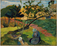 Landscape with Two Breton Women by Paul Gauguin