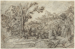 Landschap met Actaeon en Diana en haar gezellen by Cigoli