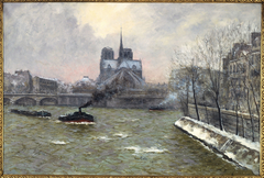 Le chevet de Notre-Dame, vu du pont de la Tournelle, effet de neige by Siebe Johannes ten Cate