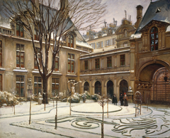 Le jardin du musée Carnavalet ; effet de neige by Henry Tenré