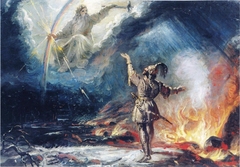 Lemminkäinen at the Fiery Lake, sketch by Robert Wilhelm Ekman