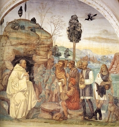 Life of St Benedict, Scene 7: Benedict Instructs the Peasants by Il Sodoma